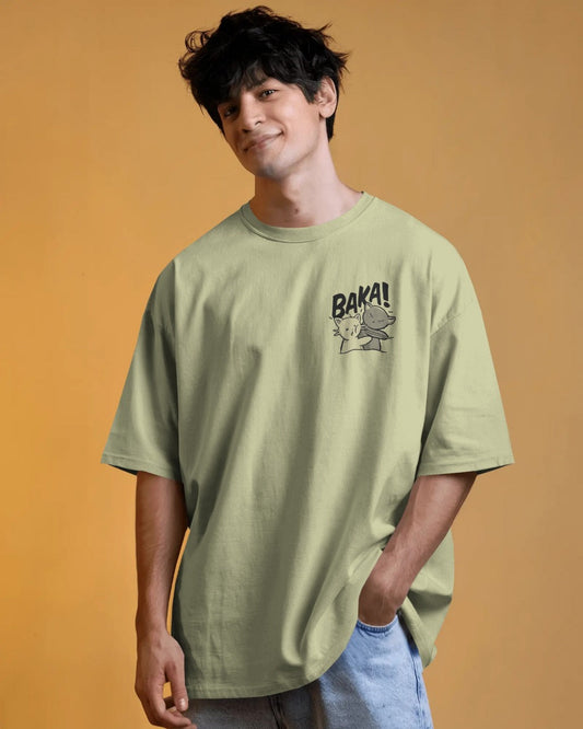 BAKA! Anime Oversized T-Shirt – Funny Slap Design | French Terry Cotton