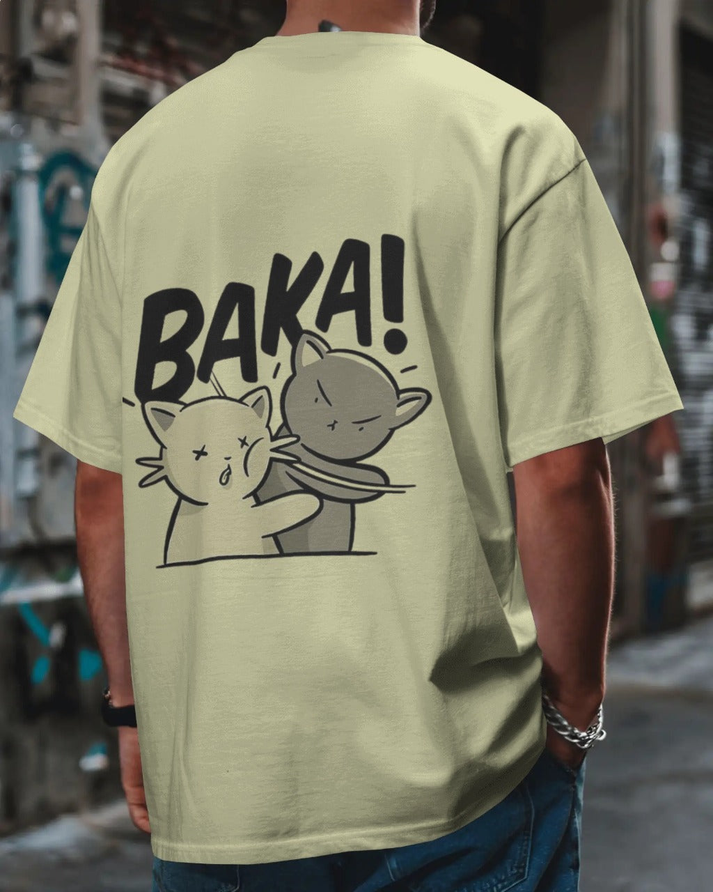 BAKA! Anime Oversized T-Shirt – Funny Slap Design | French Terry Cotton