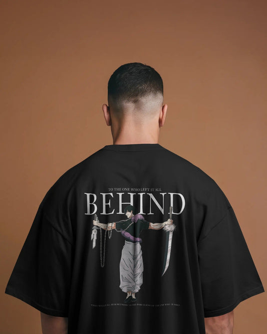 BEHIND Anime Oversized T-Shirt – Front & Back Graphic | French Terry Cotton