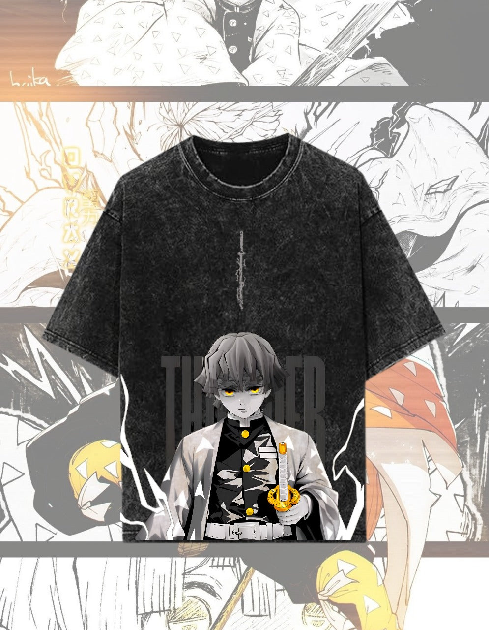 Zenitsu Acid Wash Oversized Tee