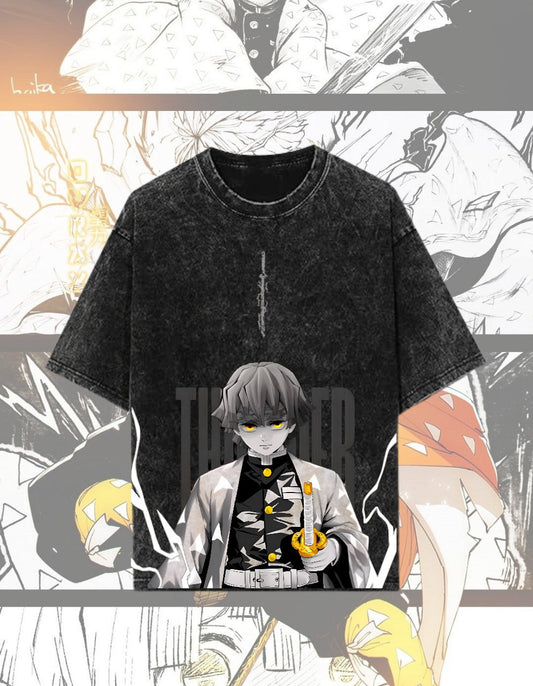 Zenitsu Acid Wash Oversized Tee